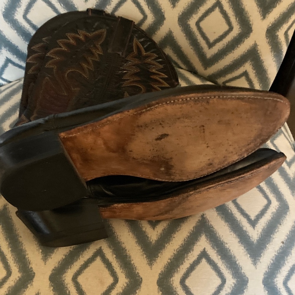 Laredo Embroidered Black Leather Western Cowboy Boots 12EE - Picture 5 of 6